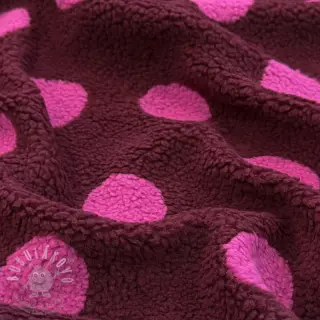 Kabátovina TEDDY JACQUARD Dots burgundy