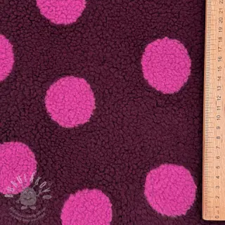 Kabátovina TEDDY JACQUARD Dots burgundy