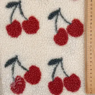 Kabátovina TEDDY JACQUARD Cherries ecru