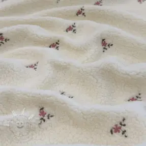 Kabátovina TEDDY EMBROIDERY Flowers ecru