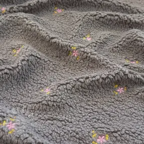 Kabátovina TEDDY EMBROIDERY Flowers grey