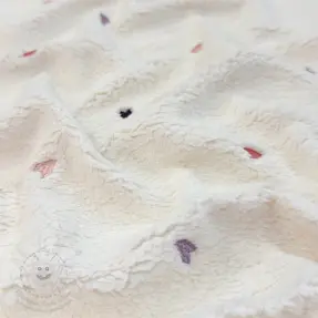 Kabátovina TEDDY EMBROIDERY Hearts ecru