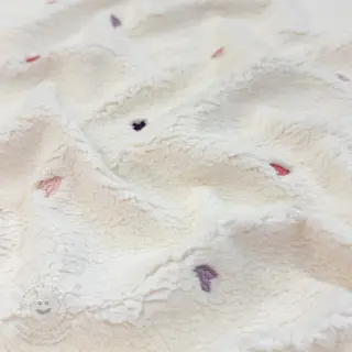 Kabátovina TEDDY EMBROIDERY Hearts ecru