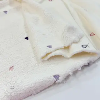 Kabátovina TEDDY EMBROIDERY Hearts ecru