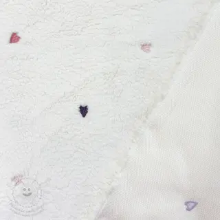 Kabátovina TEDDY EMBROIDERY Hearts ecru