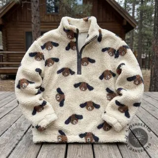 Kabátovina TEDDY JACQUARD Dogs brown