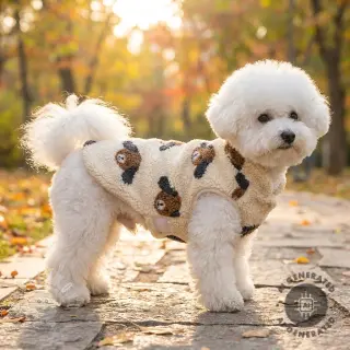 Kabátovina TEDDY JACQUARD Dogs brown