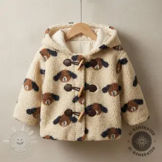 Kabátovina TEDDY JACQUARD Dogs brown