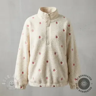 Kabátovina TEDDY JACQUARD EMBROIDERY Patches