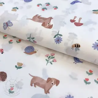 Bavlněná látka Animals in the garden design B digital print
