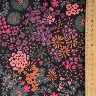 Bavlněná látka VOILE STEPPED Flowerie black digital print