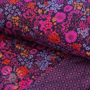 Bavlněná látka VOILE STEPPED Flowerie purple digital print
