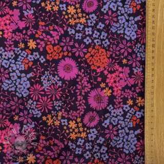 Bavlněná látka VOILE STEPPED Flowerie purple digital print