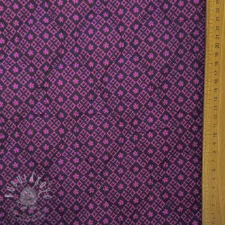 Bavlněná látka VOILE STEPPED Flowerie purple digital print