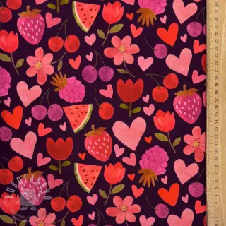 Úplet Juicy fruits purple digital print