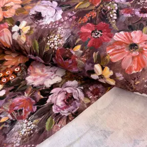 Teplákovina Flowers Andrea brown digital print
