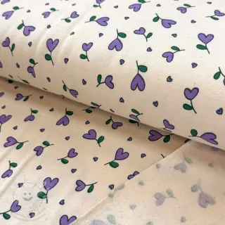 Teplákovina počesaná Hearts lilac SIMPLY NATURAL