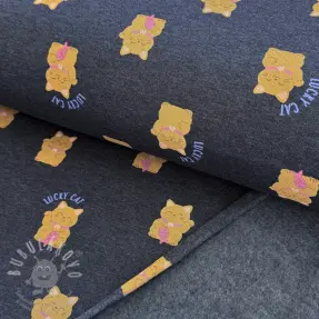 Teplákovina počesaná Lucky cat navy melange