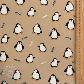 Úplet Penguins beige digital print