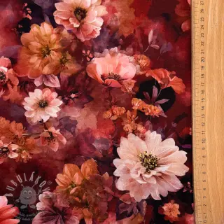 Úplet Flowers Junie red digital print