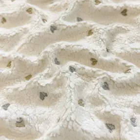 Sherpa SOFT EMBROIDERY Hearts silver gold