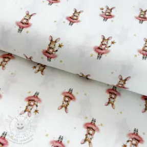 Dvojitá gázovina/mušelín Bunnies white digital print