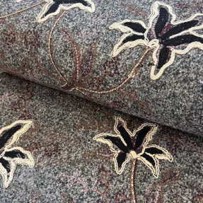 Kabátovina WOOLY EMBROIDERY Petra grey