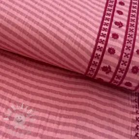 Dvojitá gázovina/mušelín EMBROIDERY 1 SIDE BORDER pink