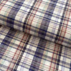 Viskóza se lnem YARN DYED Checks Old fashion blue