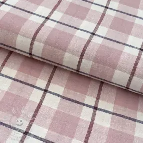 Viskóza se lnem YARN DYED Checks Marion old rose