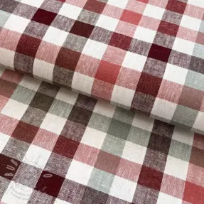 Viskóza se lnem YARN DYED Checks burgundy