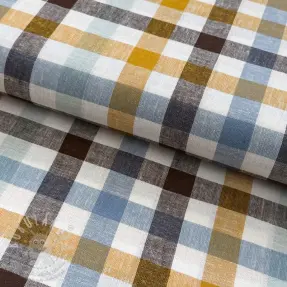 Viskóza se lnem YARN DYED Checks brown