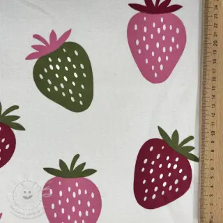 Teplákovina počesaná JOGGING Strawberries ecru
