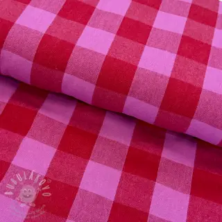 Bavlněná látka YARN DYED SONJA Checks red fuchsia