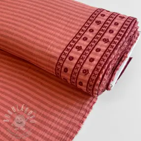 Dvojitá gázovina/mušelín EMBROIDERY 1 SIDE BORDER peach