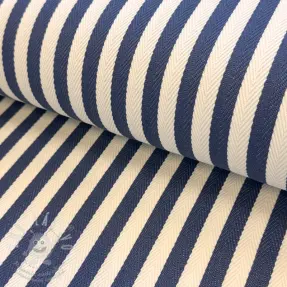 Dekorační látka Herringbone striped jeans