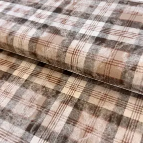 Bavlněná látka FLANNEL DOUBLE FACED Checks brown