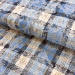 Bavlněná látka FLANNEL DOUBLE FACED Checks light jeans