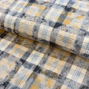 Bavlněná látka FLANNEL DOUBLE FACED Checks ochre