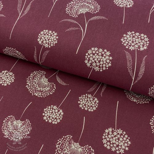 Levně Dekorační látka Linenlook Elegant dandelion bordeaux