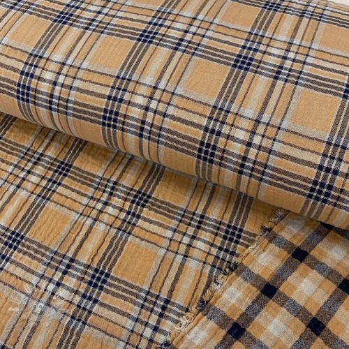 Levně Dvojitá gázovina/mušelín Double sided CHECKS multicolour brown