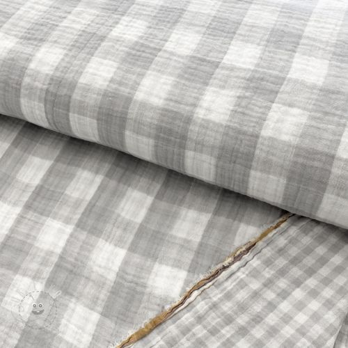 Levně Dvojitá gázovina/mušelín Double sided CHECKS MINI grey