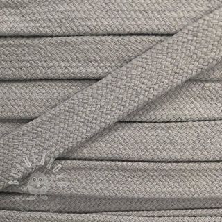 Bavlnená šnůra plochá 13 mm šedá bledá