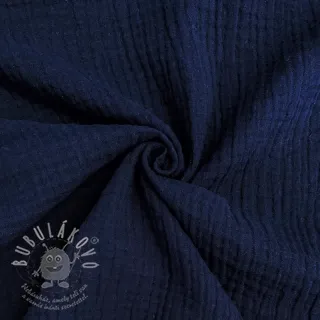 Dvojitá gázovina/mušelín navy ORGANIC
