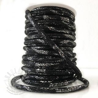 Semišová šňůra Glitter black