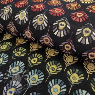 Dekorační látka GOBELIN PREMIUM Peacock Feather Bow black