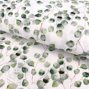 Dvojitá gázovina/mušelín Little eucalyptus flowers digital print ORGANIC