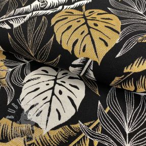 Dekorační látka jacquard Botanic leaf metallic deluxe