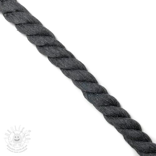 Levně Bavlněná šňůra kroucená 2,5 cm dark grey