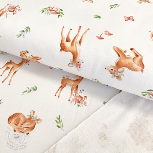 Teplákovina Baby deer white digital print
